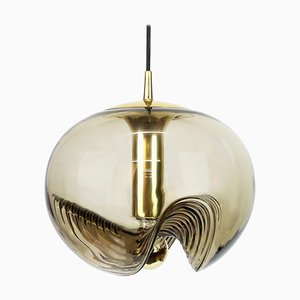 Large German Smoked Glass Pendant Light by Peill & Putzler, 1970s-UGR-1085628