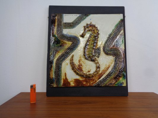 Large German Studio Ceramic Sea Horse Wall Plaque by Hausmann, 1978-RDW-1706796