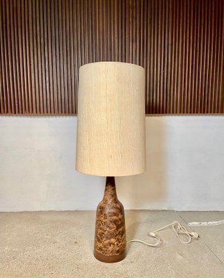 Large German Table Lamp in Ceramic with Wild Silk Lamp Shade, 1960s-JP-1194009