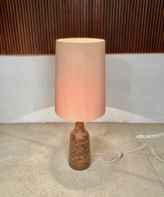 Large German Table Lamp in Ceramic with Wild Silk Lamp Shade, 1960s-JP-1194009