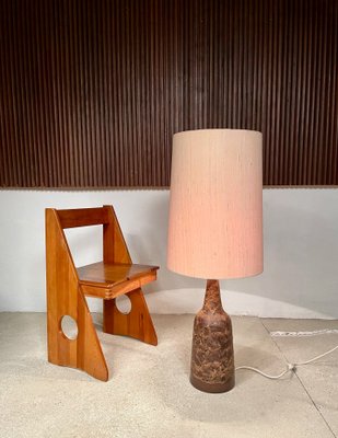 Large German Table Lamp in Ceramic with Wild Silk Lamp Shade, 1960s-JP-1194009