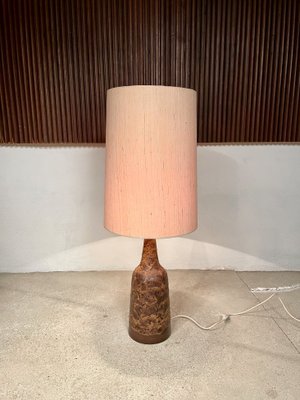 Large German Table Lamp in Ceramic with Wild Silk Lamp Shade, 1960s-JP-1194009