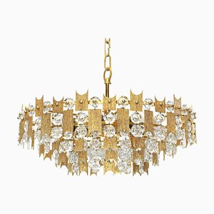 Large Germany Gilt Brass and Crystal Chandelier from Palwa, 1960s-UGR-1086060