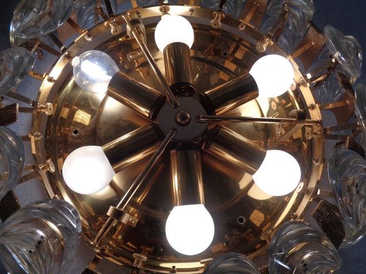 Large Gilded Brass and Crystal Glass Ceiling Lamp by Ernst Palme for Palwa, 1960s-RDW-692803