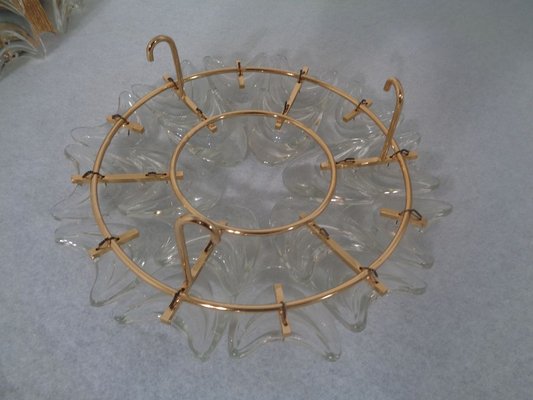 Large Gilded Brass and Crystal Glass Ceiling Lamp by Ernst Palme for Palwa, 1960s-RDW-692803