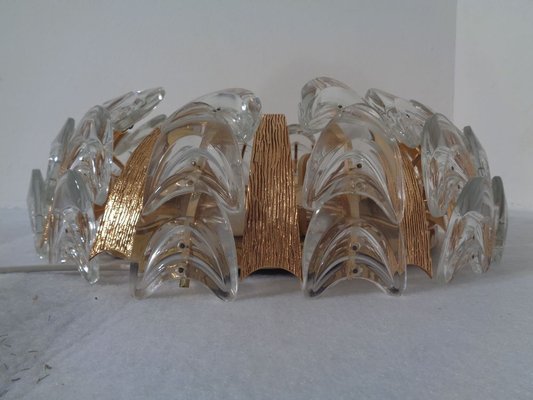 Large Gilded Brass and Crystal Glass Ceiling Lamp by Ernst Palme for Palwa, 1960s-RDW-692803