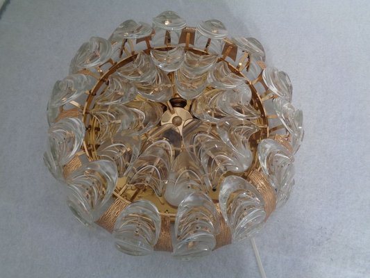 Large Gilded Brass and Crystal Glass Ceiling Lamp by Ernst Palme for Palwa, 1960s-RDW-692803