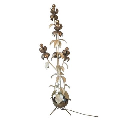 Large Gilded Flower Floor Lamp, 1960s-1970s-LL-1348280