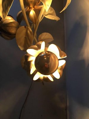 Large Gilded Flower Floor Lamp, 1960s-1970s-LL-1348280