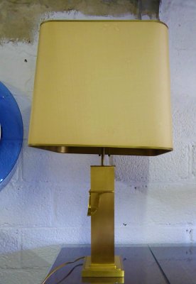 Large Gilded Table Lamp from Deknudt, Belgium, 1970s-AWL-832920