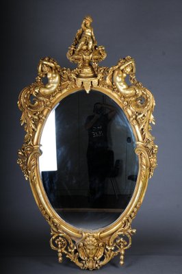 Large Gilded Wall Mirror in Style of F. Linke, Paris-FLW-1401770