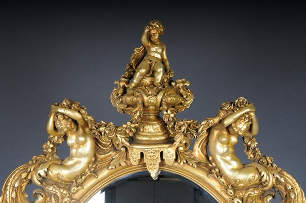 Large Gilded Wall Mirror in Style of F. Linke, Paris-FLW-1401770