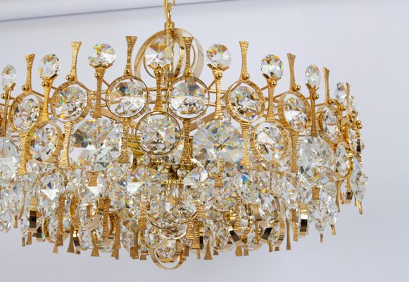 Large Gilt Brass and Crystal Chandelier attributed to Palwa, Germany, 1970s-UGR-1735709