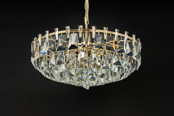 Large Gilt Brass and Crystal Chandelier from Palwa, Germany, 1970s-UGR-1325518