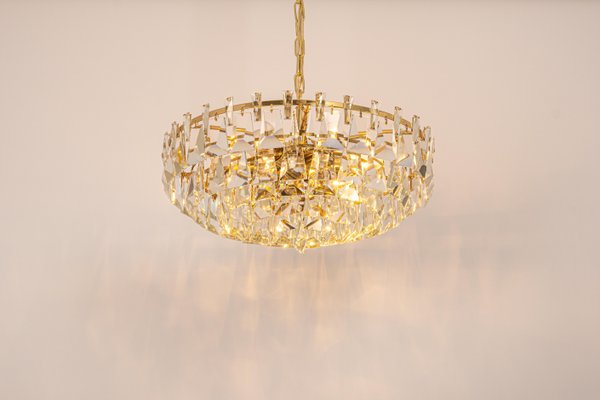 Large Gilt Brass and Crystal Chandelier from Palwa, Germany, 1970s-UGR-1325518