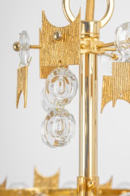 Large Gilt Brass and Crystal Glass Chandelier attributed to Palwa, Germany, 1960s-UGR-1410506