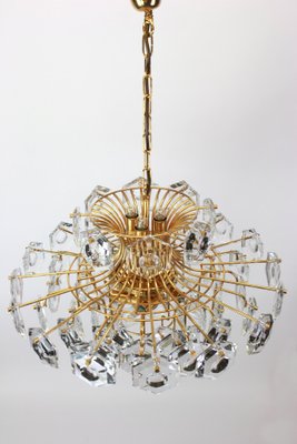 Large Gilt Brass and Crystal Glass Chandelier from Kinkeldey, Germany, 1960s-UGR-1085971