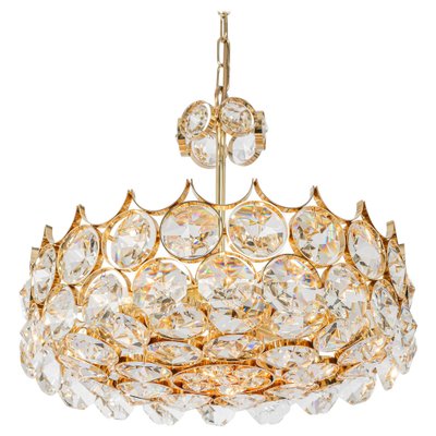 Large Gilt Brass Chandelier attributed to Palwa for Sciolari, Germany, 1970s-UGR-1383220