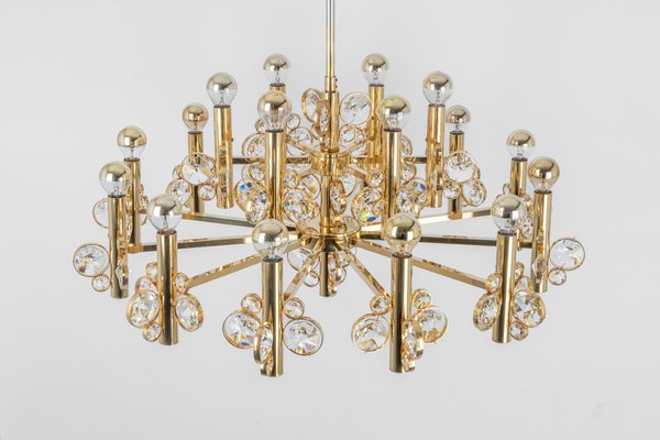 Large Gilt Brass Chandelier attributed to Palwa for Sciolari, Germany, 1970s-UGR-1446853