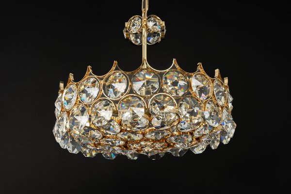 Large Gilt Brass Chandelier attributed to Palwa for Sciolari, Germany, 1970s-UGR-1383220