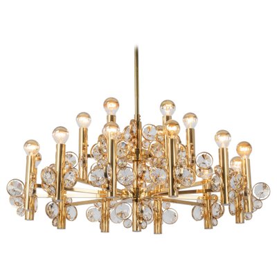 Large Gilt Brass Chandelier attributed to Palwa for Sciolari, Germany, 1970s-UGR-1446853