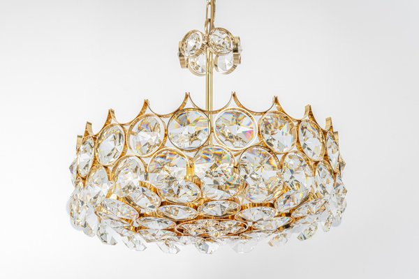 Large Gilt Brass Chandelier attributed to Palwa for Sciolari, Germany, 1970s-UGR-1383220