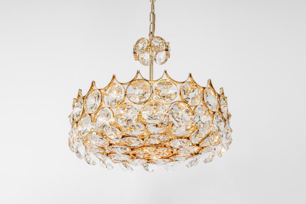 Large Gilt Brass Chandelier attributed to Palwa for Sciolari, Germany, 1970s-UGR-1383220