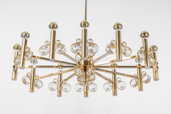 Large Gilt Brass Chandelier attributed to Palwa for Sciolari, Germany, 1970s-UGR-1446849