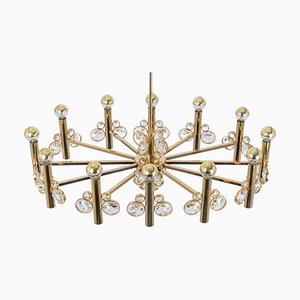 Large Gilt Brass Chandelier attributed to Palwa for Sciolari, Germany, 1970s-UGR-1446849