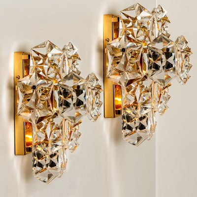 Large Gilt Brass & Faceted Crystal Sconce from Kinkeldey-VDW-824819