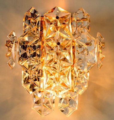 Large Gilt Brass & Faceted Crystal Sconce from Kinkeldey-VDW-824819