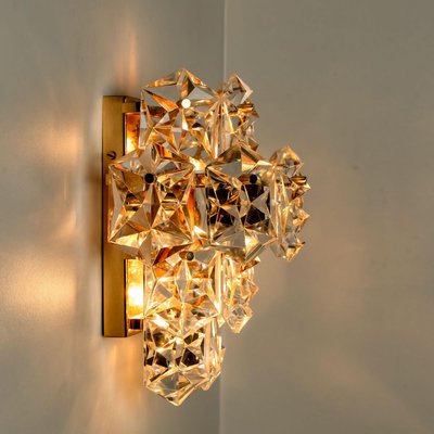 Large Gilt Brass & Faceted Crystal Sconce from Kinkeldey-VDW-824819