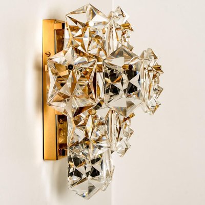 Large Gilt Brass & Faceted Crystal Sconce from Kinkeldey-VDW-824819