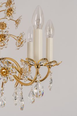 Large Gilt Brass Flower-Shaped Chandelier from Palwa, Germany, 1970s-UGR-1260486