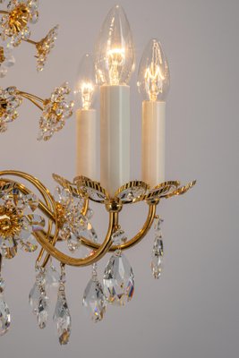 Large Gilt Brass Flower-Shaped Chandelier from Palwa, Germany, 1970s-UGR-1260486