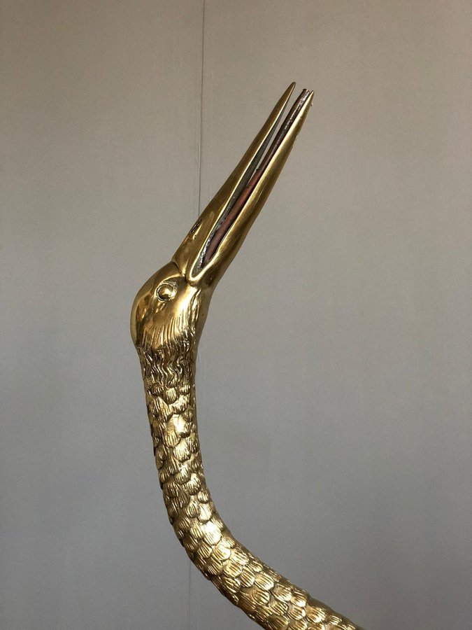 Large Gilt Bronze Sculptures of Herons, 1990s, Set of 2