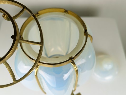 Large Gilted Metal & Iridescent Murano Glass Sconce, 1940s-RD-2022641