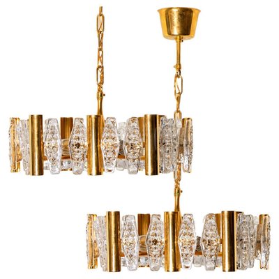 Large Glass and Brass Chandelier by Orrefors, 1960s-VDW-1300438