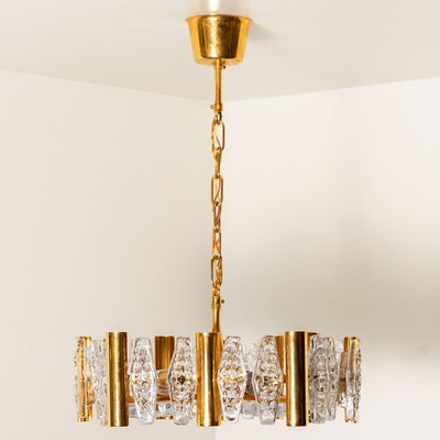 Large Glass and Brass Chandelier by Orrefors, 1960s-VDW-1300438