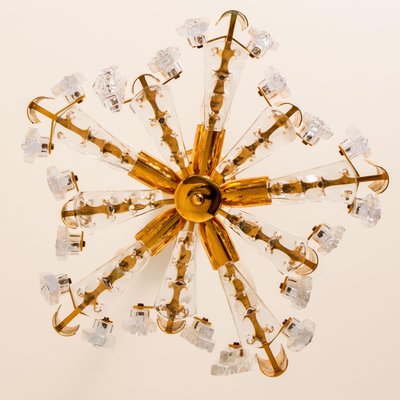 Large Glass and Brass Chandelier by Orrefors, 1960s-VDW-1300438