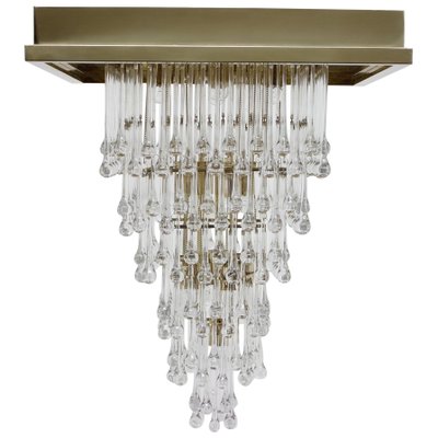 Large Glass and Brass Chandelier, Italy, 1970s-TZ-797995