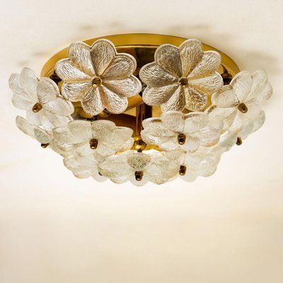 Large Glass and Brass Floral Wall Light from Ernst Palme, 1970s-VDW-829147