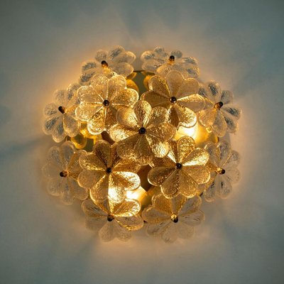 Large Glass and Brass Floral Wall Light from Ernst Palme, 1970s-VDW-829147