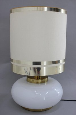 Large Glass and Brass Table Lamp, Italy, 1970s-TZ-1382982