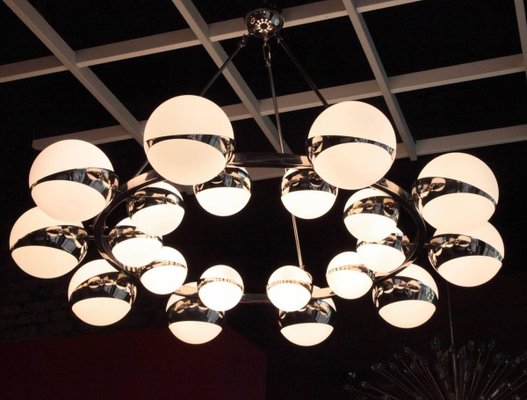 Large Glass and Chrome Chandelier in the Style of Stilnovo, 2000s-VLZ-631841