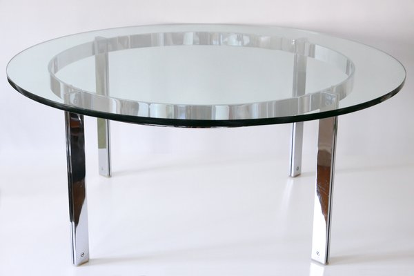 Large Glass and Steel Coffee Table, 1970s-WPT-560686