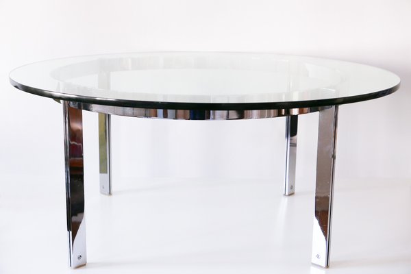 Large Glass and Steel Coffee Table, 1970s-WPT-560686