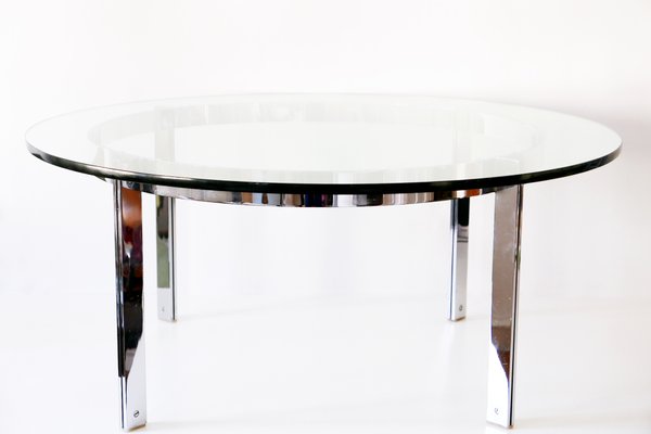 Large Glass and Steel Coffee Table, 1970s-WPT-560686