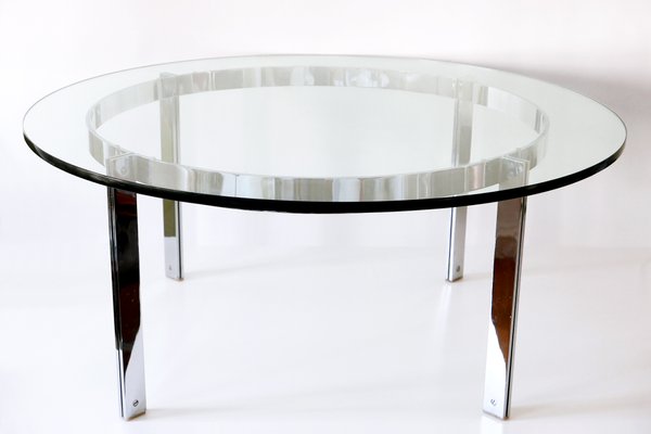 Large Glass and Steel Coffee Table, 1970s-WPT-560686