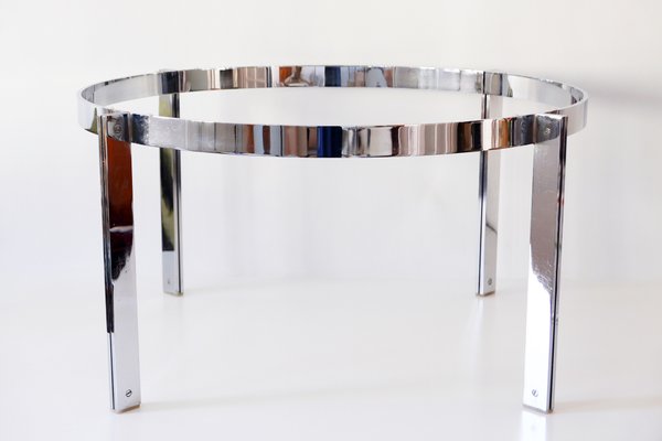 Large Glass and Steel Coffee Table, 1970s-WPT-560686